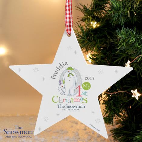 Personalised The Snowman My 1st Christmas Star Decoration Extra Image 2